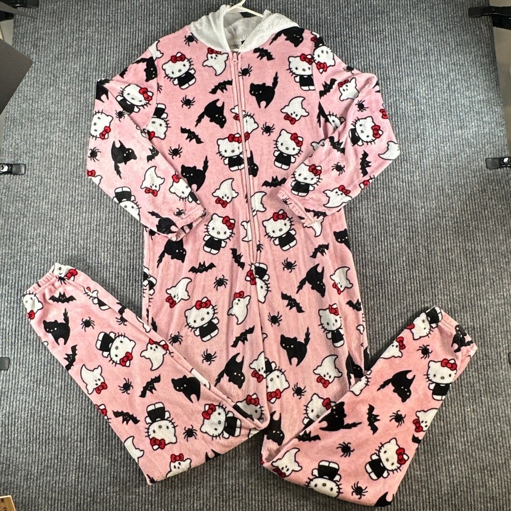 Sanrio Hello Kitty Halloween Hooded Union Suit Pink Spooky Ghost Bat Plush Large